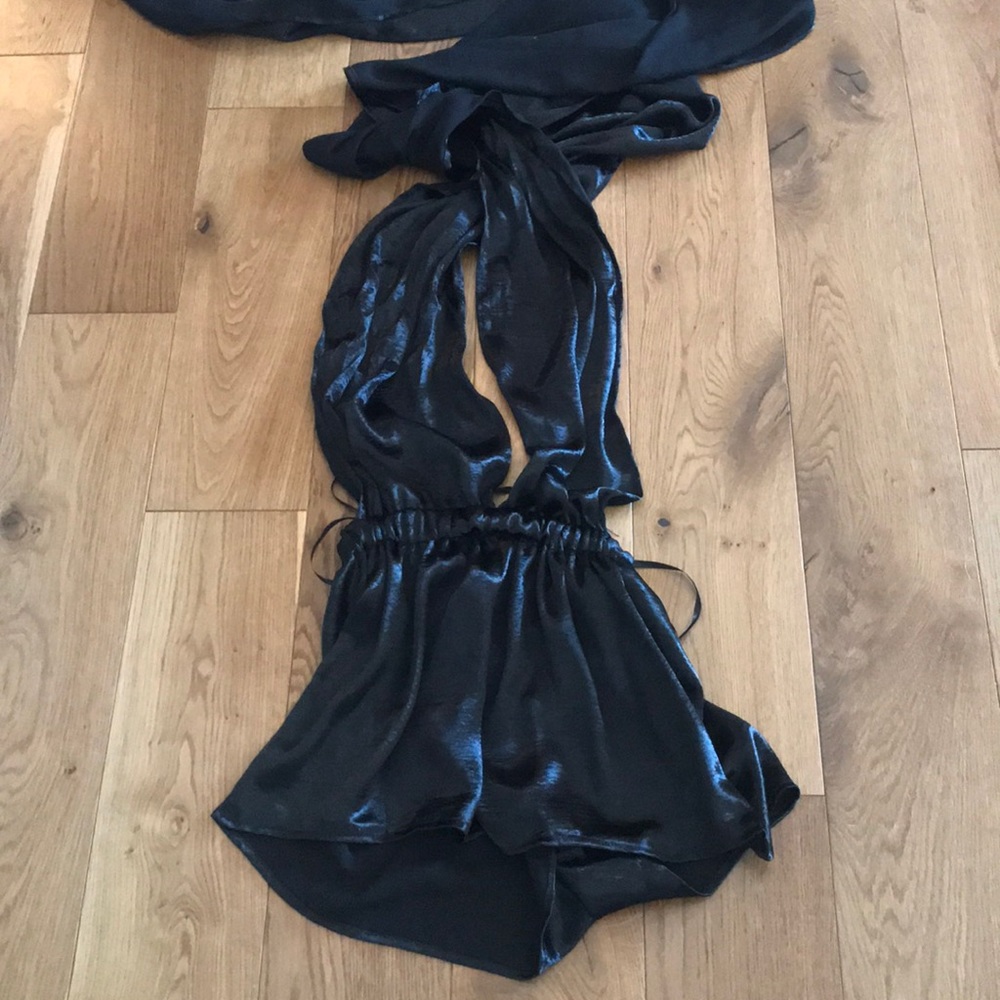 Black satiny romper
